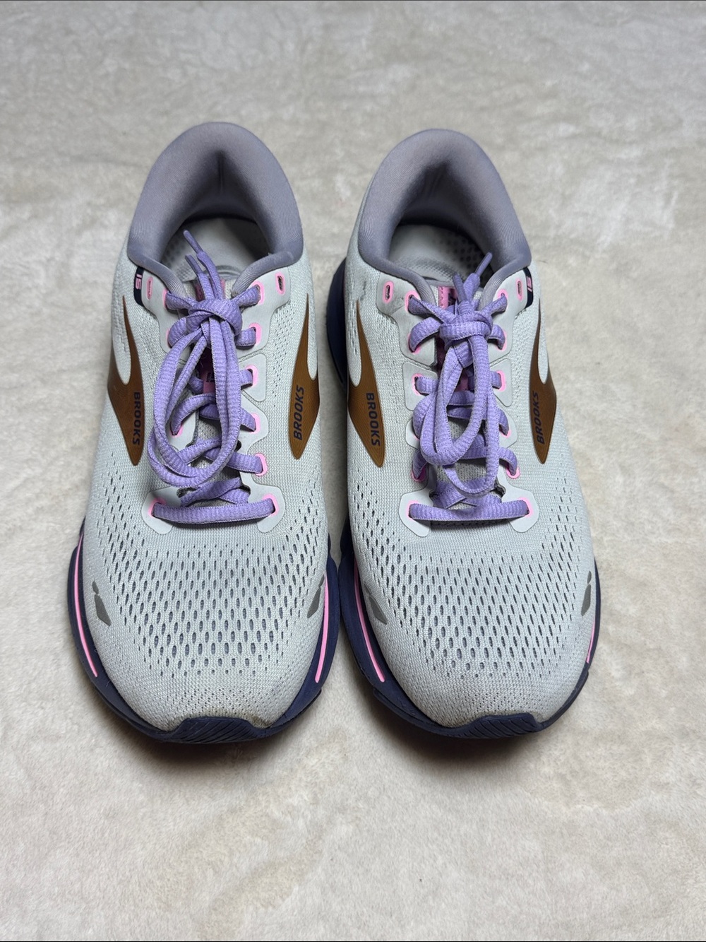 Brooks Women's Ghost 15 Athletic Shoes  1203801-492 Spa Blue/Neo Pink/copper